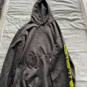 Carhartt mens size L gray sweatshirt with lime green writing. Worn once.